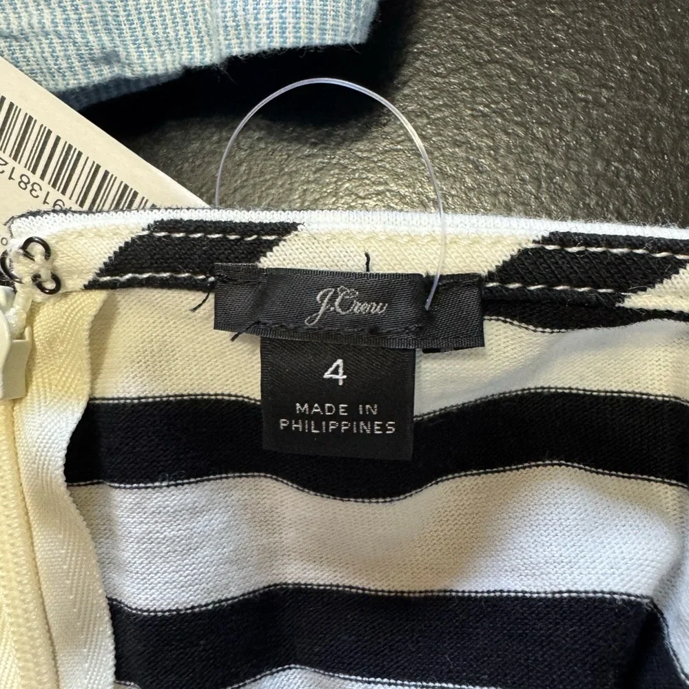 J.‎ Crew Boatneck Casual Dress, Black & White Striped, Size 4, NWT